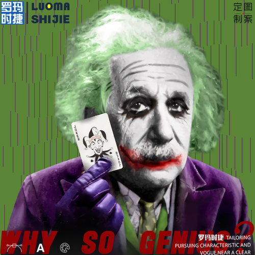 网红t恤男ins超火 爱因斯坦小丑联名漫威JOKER设计感t恤男短袖 潮