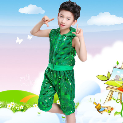 杰西演出服幼儿园男女环保碳六一舞蹈表演小草服演出服贝贝低绿色