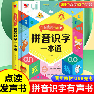 拼音识字一本通 婴幼儿手指点读有声书会说话的魔法拼音3-6岁幼儿学汉字认字启蒙神器幼儿园早教学前儿童教材趣味识字大王2000卡片