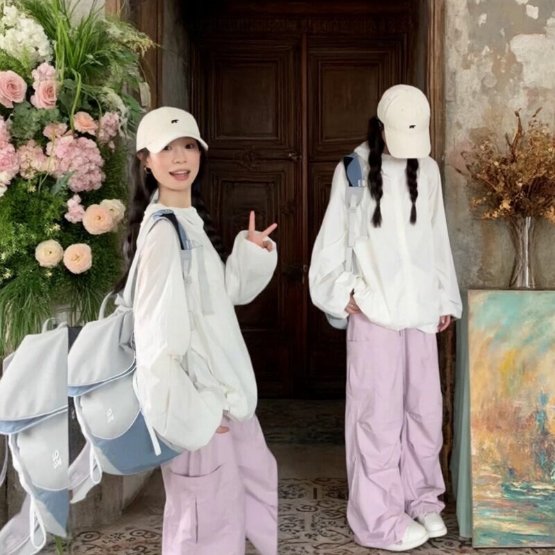 道木熙米白色山系防晒衣女生冲锋衣薄款外套防晒服夏季登山服骑行
