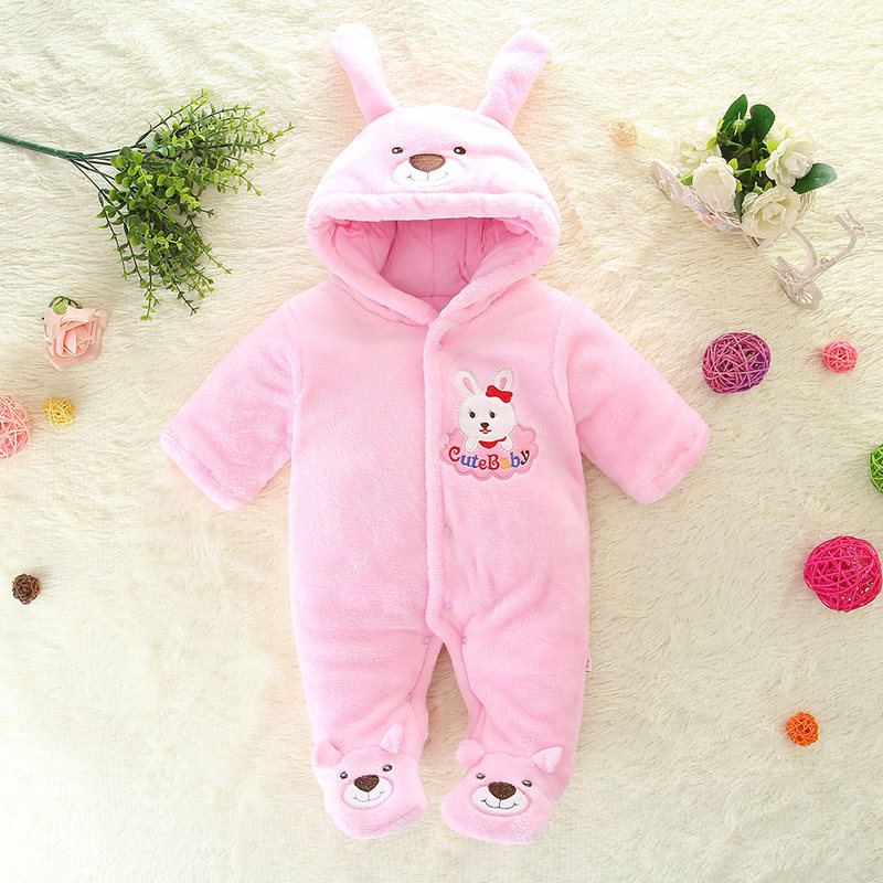 婴儿连体衣服冬季新生儿男女宝宝加厚棉衣珊瑚绒哈衣秋冬装外出服