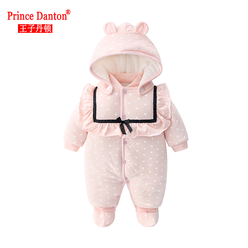 秋冬加厚外出服夹棉婴儿连体衣