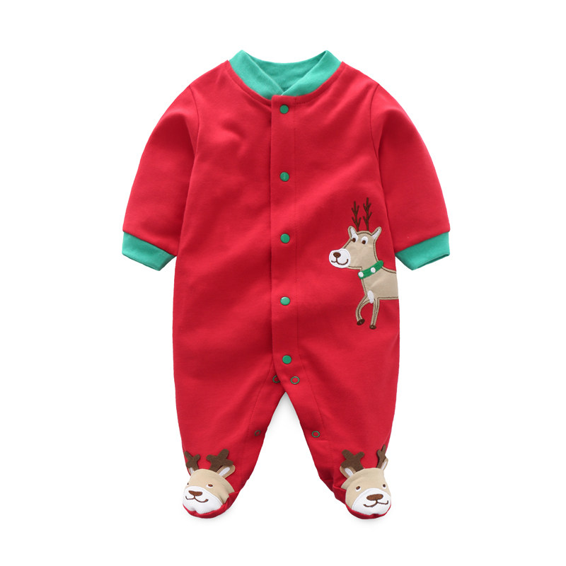 新生婴儿春秋季包脚爬男女宝宝衣服长袖哈衣纯棉连体外出爬服超萌