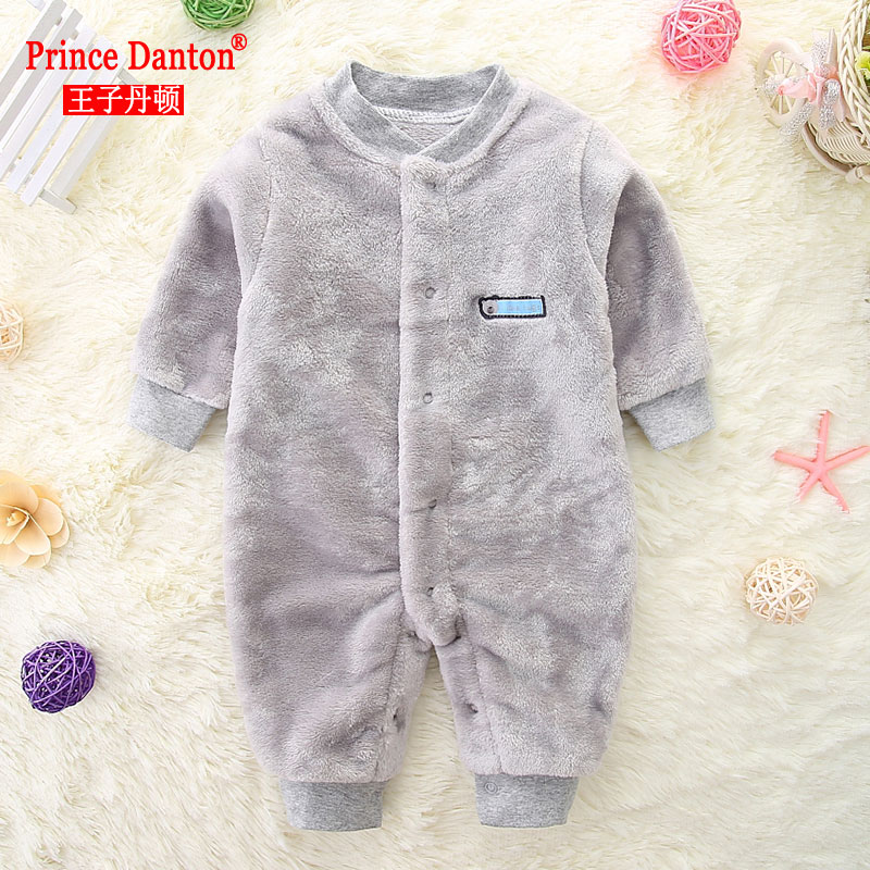 新生婴儿睡衣连体衣服秋冬加厚哈衣0-1岁男宝宝保暖法兰绒连体衣