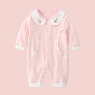 婴儿衣服春秋装 超萌可爱外出爬服纯棉新生女宝宝外出服哈衣 长袖