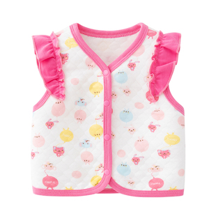 婴儿马甲夹棉保暖背心内穿冬季0-2岁男女宝宝纯棉三层加厚春秋