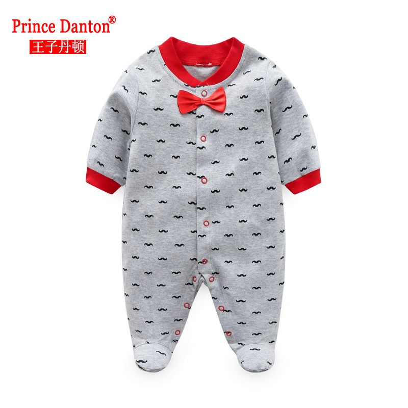 纯棉婴儿连体衣春秋哈衣新生儿衣服男女宝宝长袖外出服包脚爬服