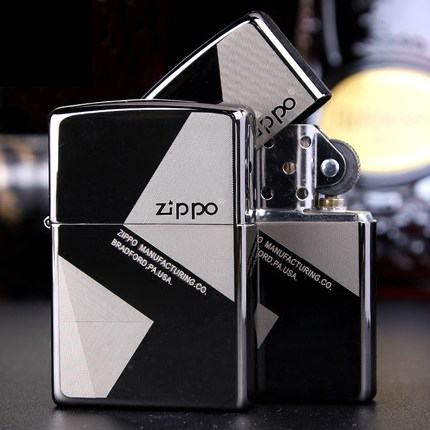 打火机zippo正版黑冰刻字定制zppo原装正品煤油防风收藏男士礼物