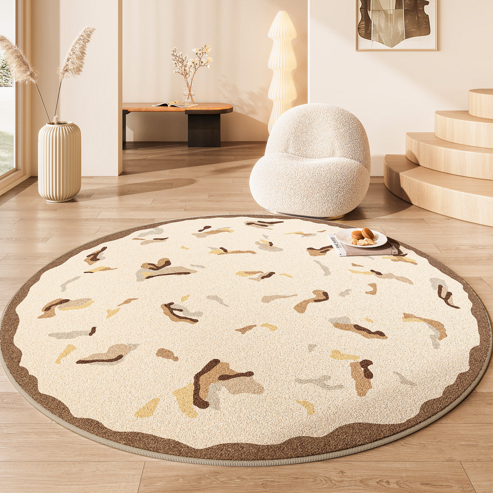 圆形地毯客厅2025新款免洗可擦卧室床边地毯垫免打理儿童女孩地垫,居家布艺,地毯,淘宝优惠券,粉丝福利购,淘宝优惠卷