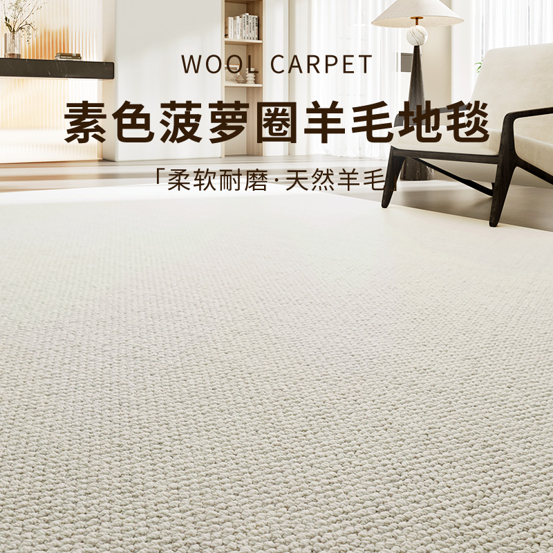 家用客厅侘寂羊毛混纺柔软地毯