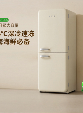 HCK哈士奇401LMax2.0深冷速冻双门复古冰箱家用客厅嵌入式大容量