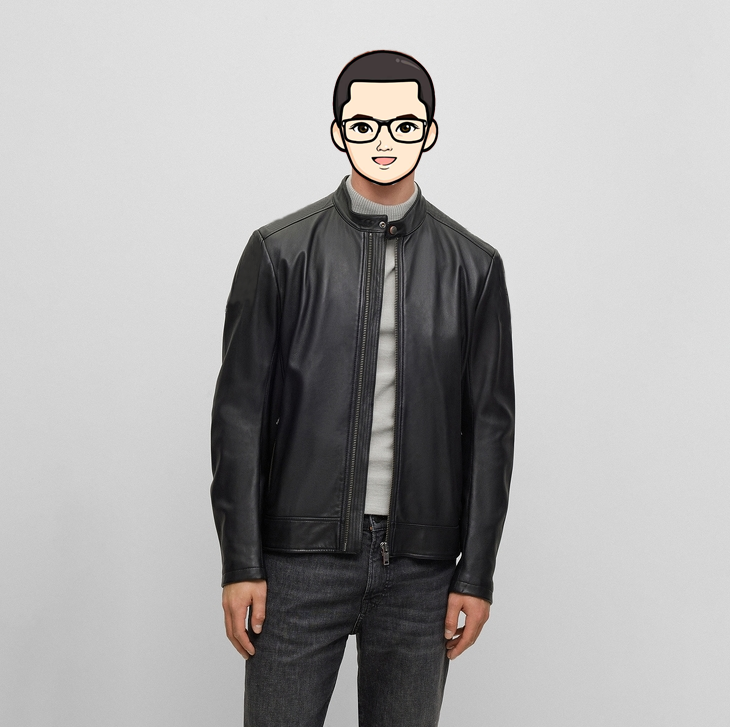 德国男装标杆 男士 春季薄款 新西兰绵羊皮 立领螺纹袖夹克真皮衣