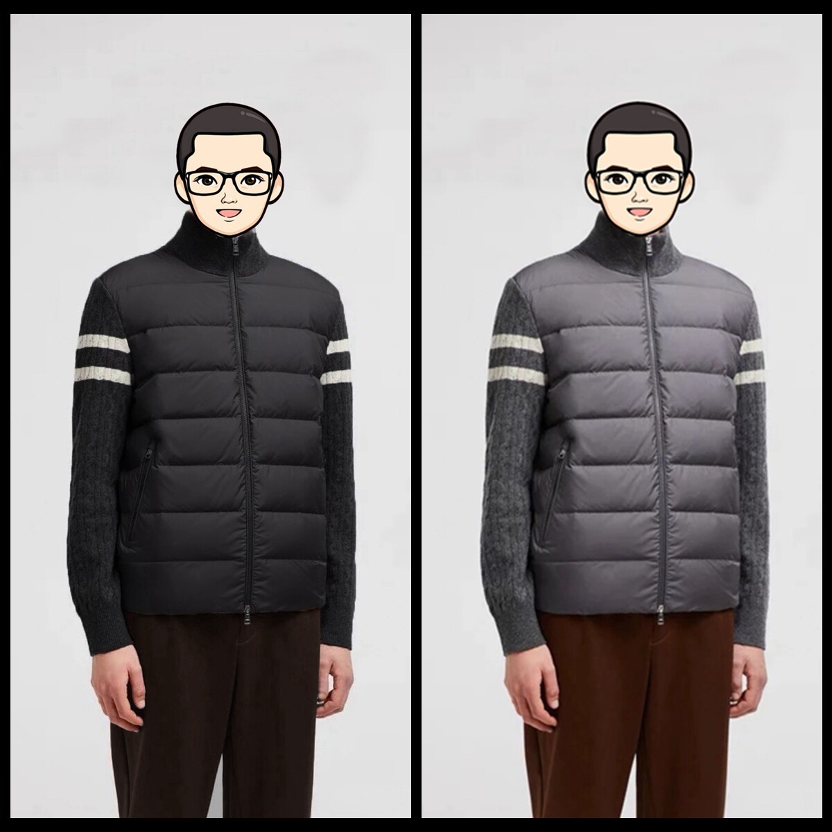 高版本 法牌 男女士同款 羊毛logo拉链款 拼接针织立领羽绒服 2色