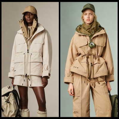 法牌 女士冬季白鹅绒 修身束身抽绳多口袋户外短款可拆卸帽羽绒服