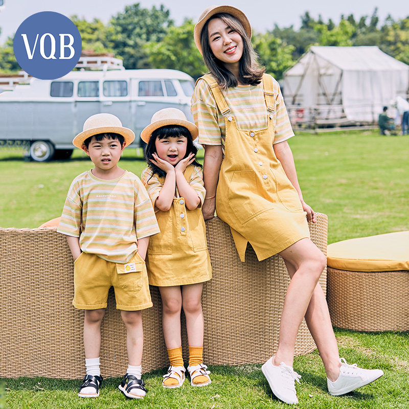 VQB高端网红亲子装夏款一家三口母女母子2020新款潮洋气四口夏装