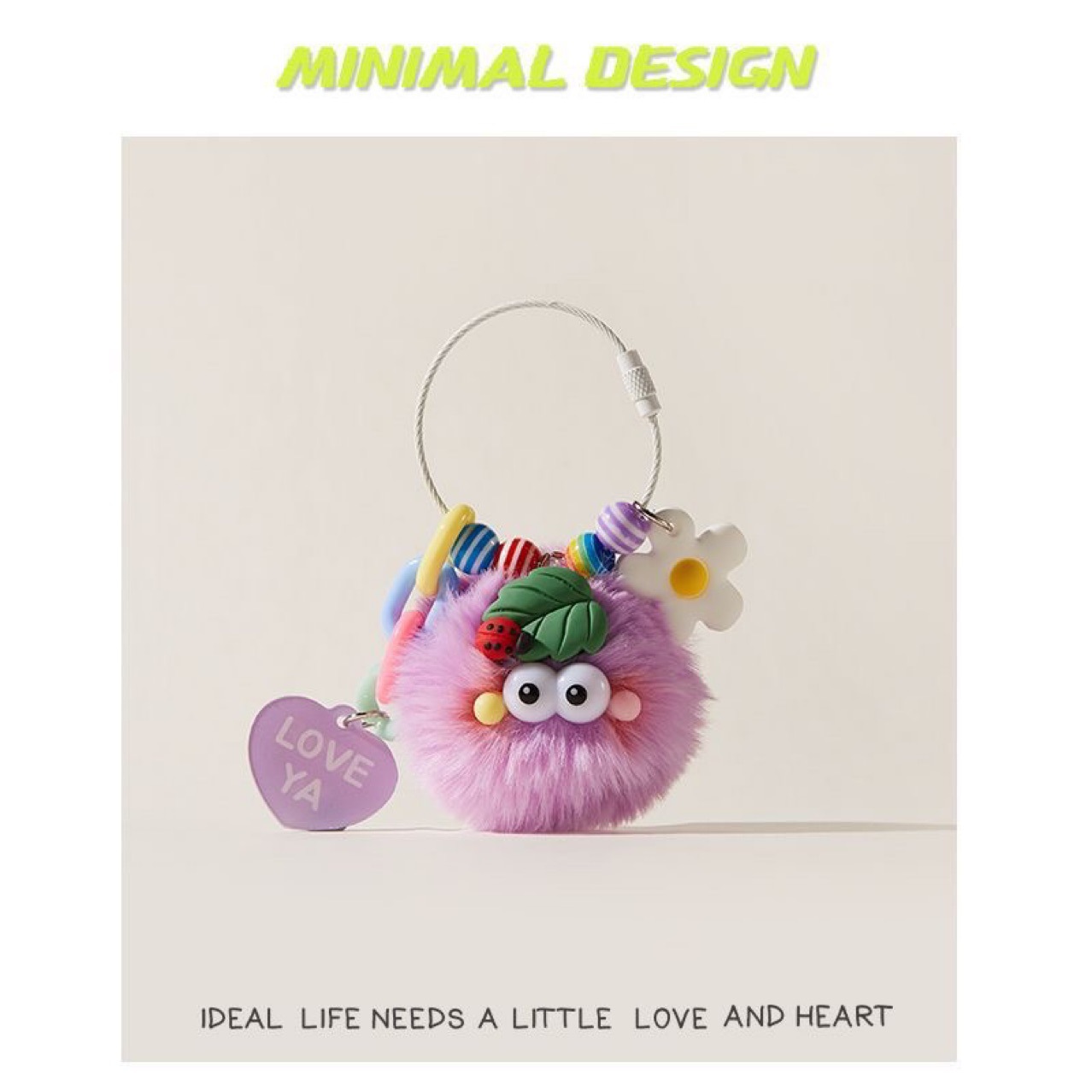 Simpsons煤球钥匙扣diy毛绒貂毛獭兔精致女高级情侣挂件可爱卡通