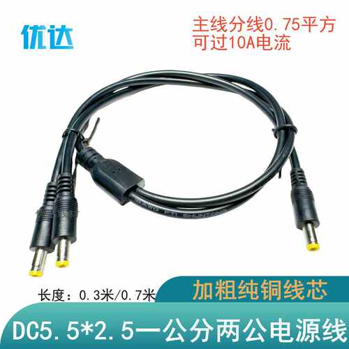 监控纯铜10ADC5.5*2.5三公线