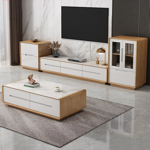 实木岩板茶几电视柜边柜斗柜组合