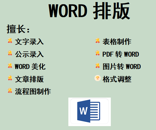 打字服务文字录入文档人工图表word排版excel表格代制作数据处理