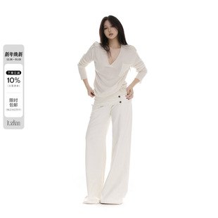 女休闲宽松百搭阔腿裤 itsdinn 2.0宽腰带直筒长裤 白裤 子 经典