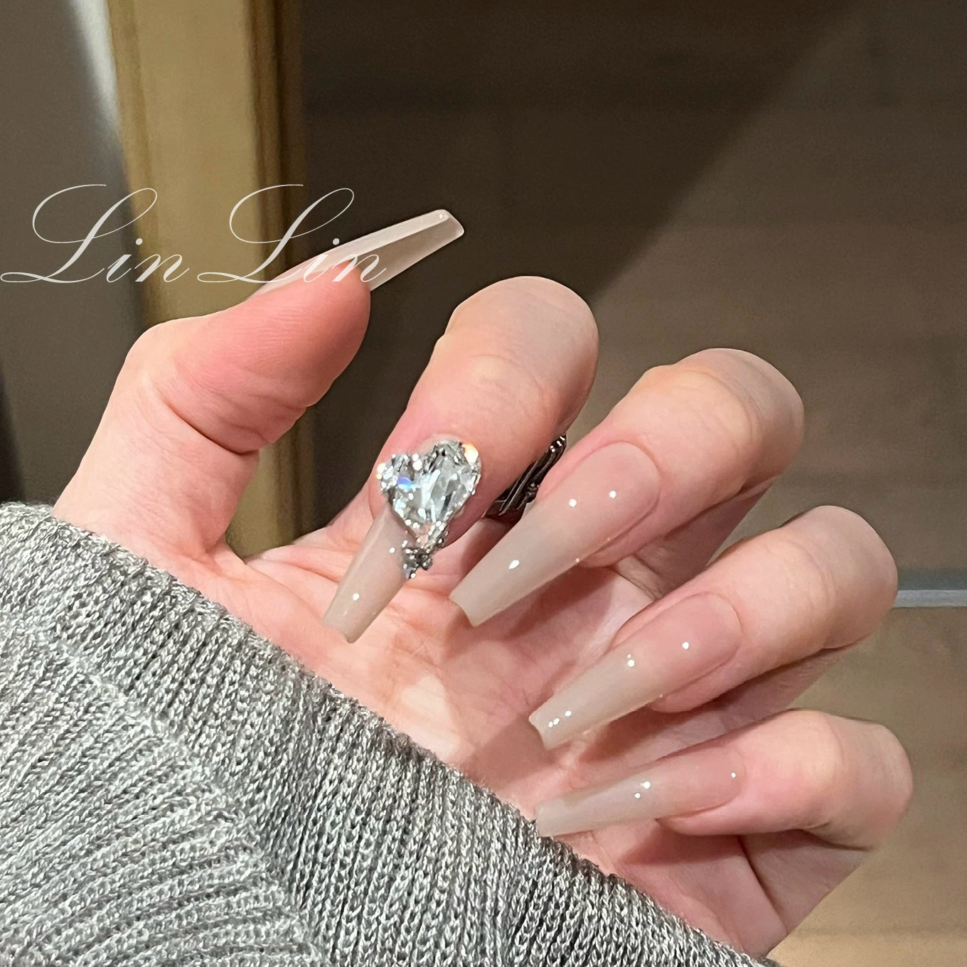 金金酱嬛嬛裸色k9大歪心美甲手工定制穿戴甲