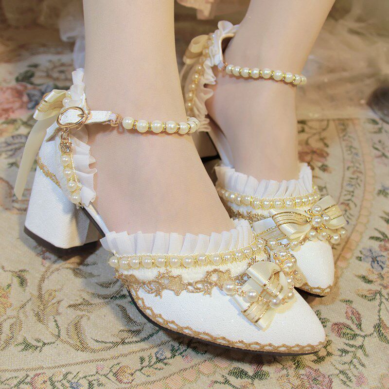 一夜物语lolita鞋原创正品茶会花嫁高跟鞋百搭洛丽塔lo鞋新娘婚鞋