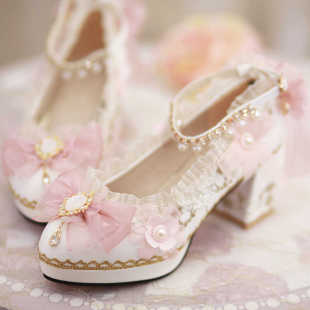 lolita花嫁高跟lo鞋一夜物语原创成人礼华丽粗跟18岁鞋