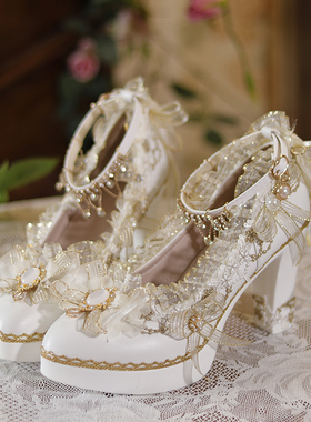 正品洛丽塔lolita花嫁高跟lo鞋一夜物语原创成人礼华丽粗跟18岁鞋