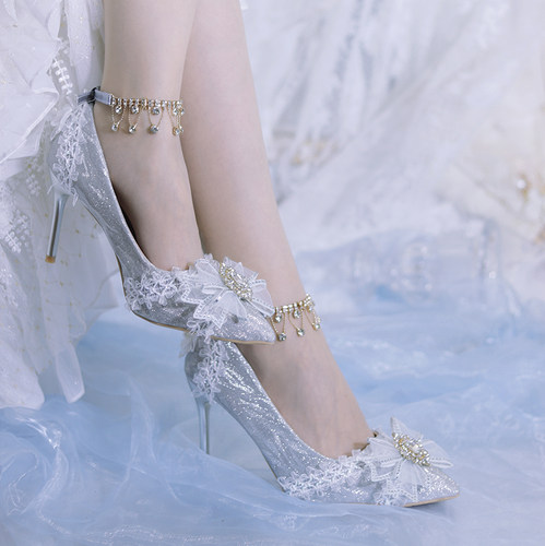 洛丽塔花嫁细跟高跟鞋18岁成人礼
