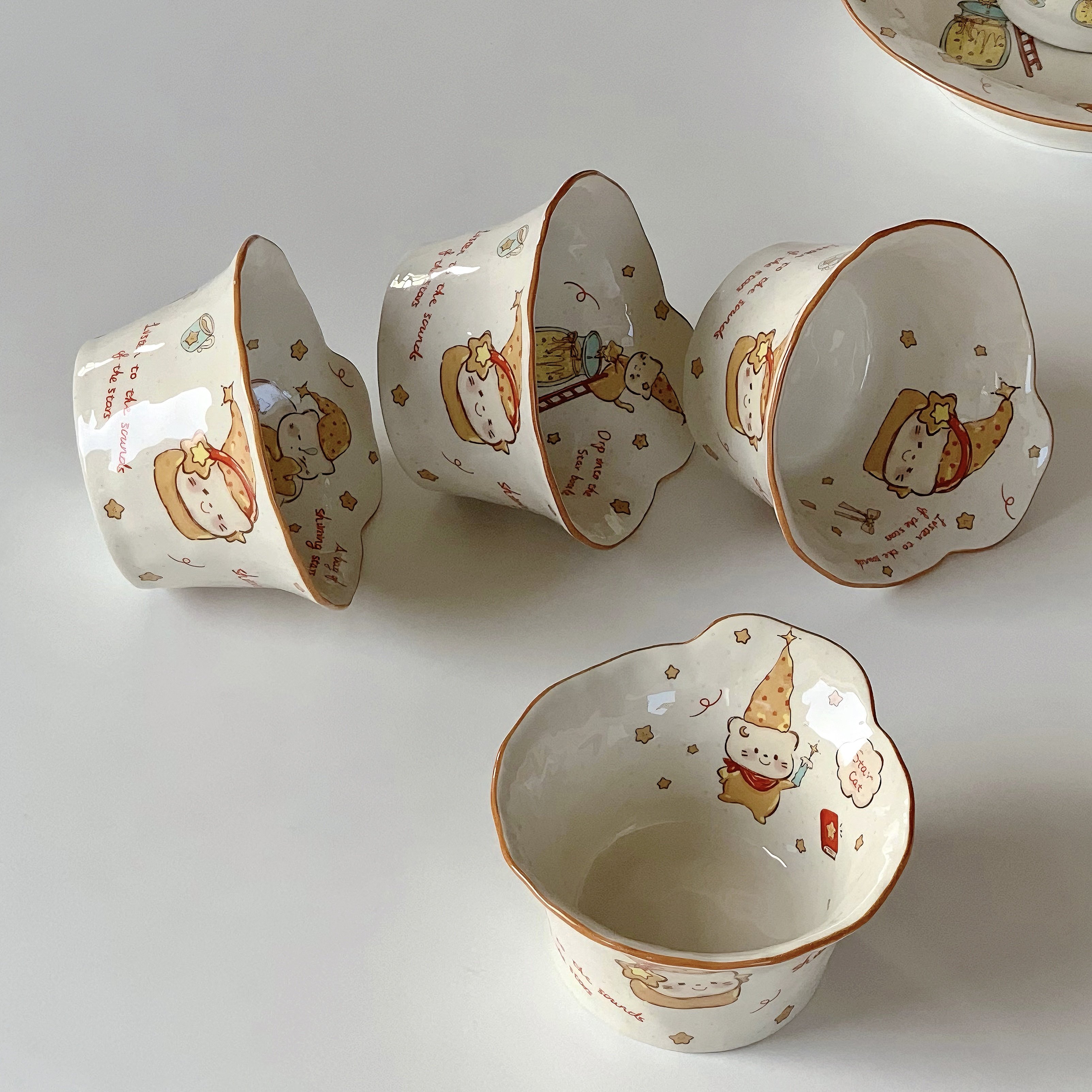 ins风卡通小猫陶瓷烤碗异形卷边汤碗家用餐具可爱饭碗甜品酸奶碗,餐饮具,碗,淘宝优惠券,粉丝福利购,淘宝优惠卷