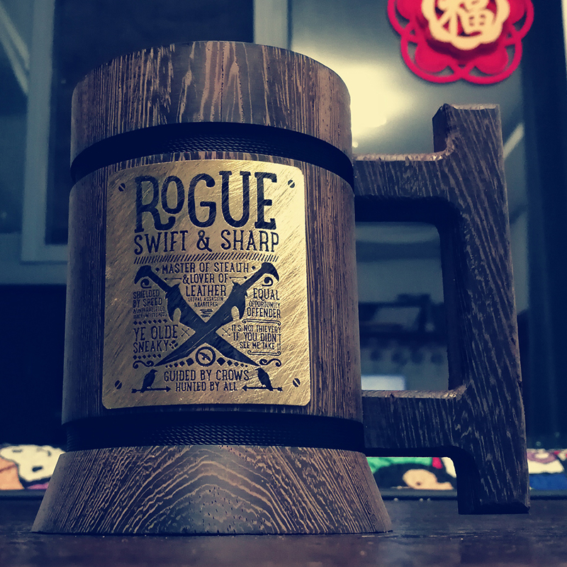 复古实木生日礼物金属啤酒杯定制