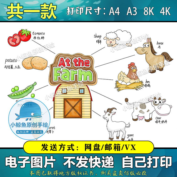520英语at the farm在农场手抄报模板小学四年级下册英语主题小报