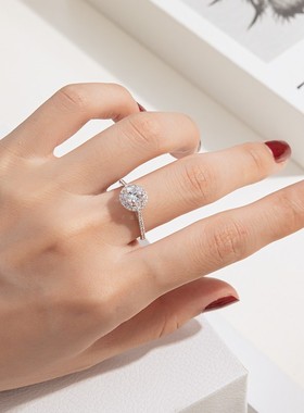 韩国网红克拉圆形钻戒仿真锆石戒指女时尚结婚求婚中指个性指环潮