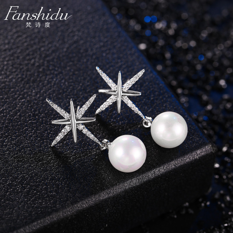 欧美网红耳饰s925雪花女锆石饰品