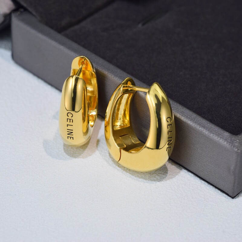 法式真金电镀镂空椭圆复古耳扣时尚夸张金属风耳环个性百搭耳饰女