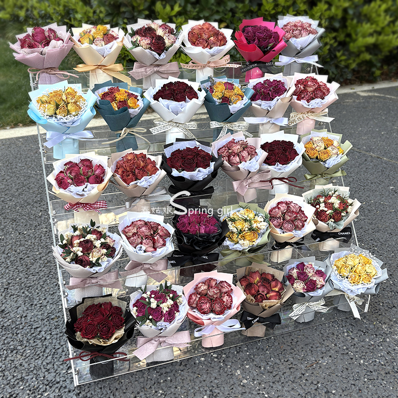 迷你车载玫瑰干花小花束