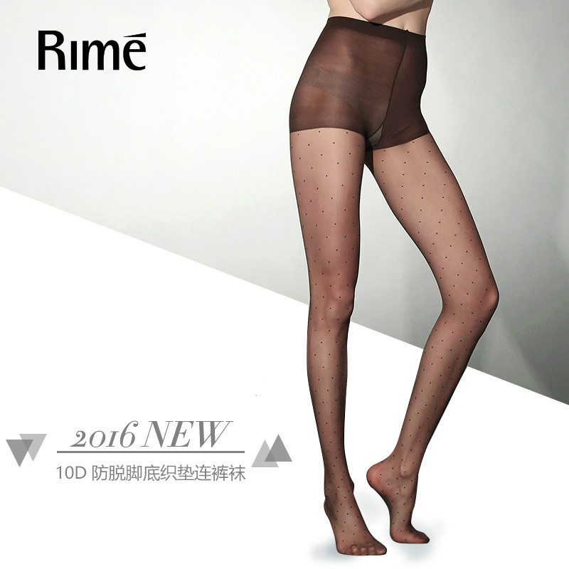 Rime/韵魅 春夏12D斜点提花丝袜 性感波点瘦腿连裤袜进口女袜子