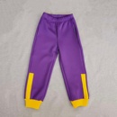 紫色拼亮黄色宽条休闲运动裤 运动裤 子 同款 定做春秋冬男女校裤