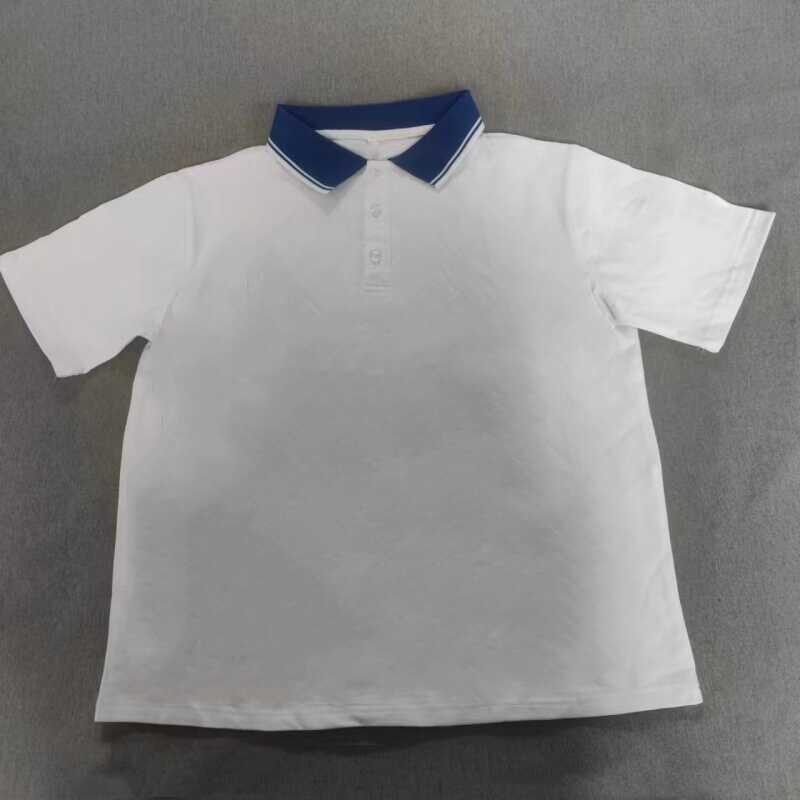 定做夏季大小码男女校服同款短袖t恤休闲上衣宝石蓝POLO领T恤衫