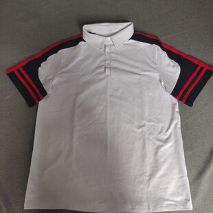 定做夏季男女校服同款短袖白色拼藏蓝色红色纯棉半袖T恤衫POLO衫