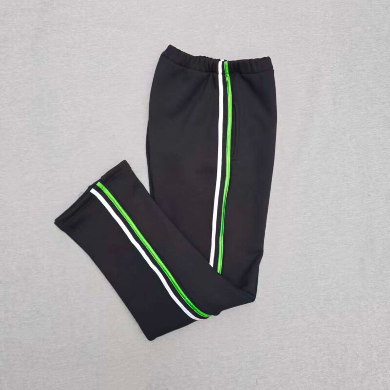 定做春秋冬男女校裤同款运动裤藏蓝色拼接前翠绿后白条休闲运动裤