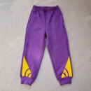 紫色拼亮黄色三角休闲加绒运动裤 运动裤 子 同款 定做春秋冬男女校裤