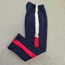 藏青色拼接白红宽条休闲运动裤 运动裤 同款 定做春秋冬男女校裤