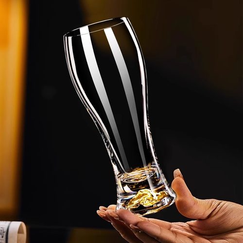 新款创意金山啤酒杯大容量轻奢高档水晶扎啤精酿杯子收纳套装2024