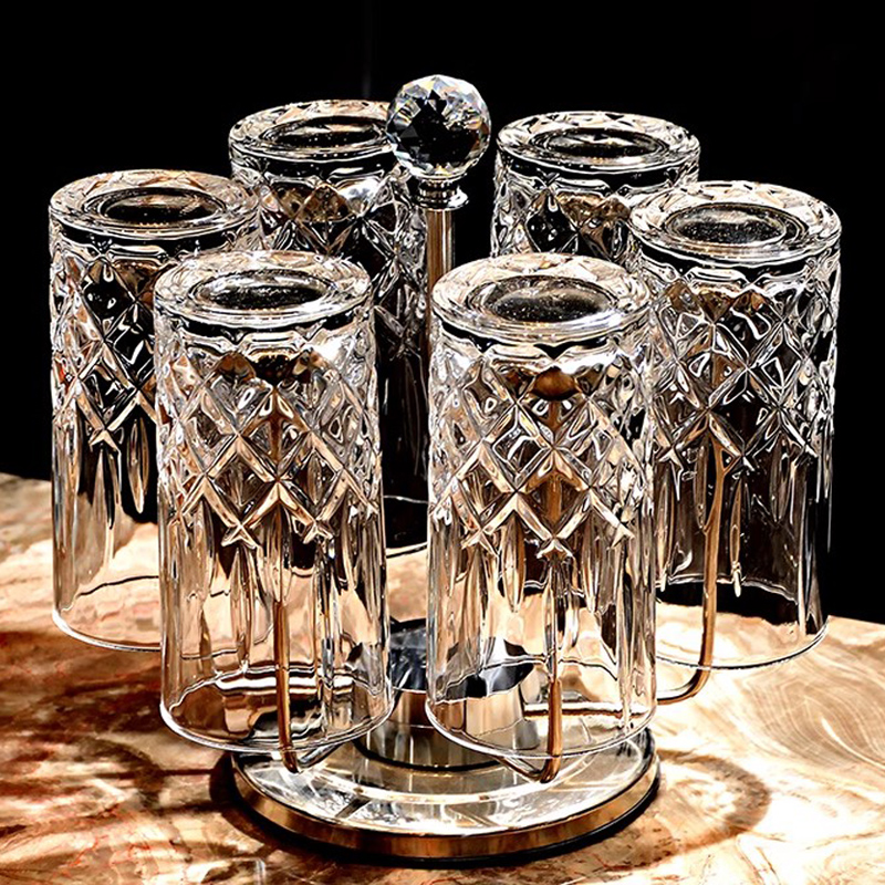 高颜值水晶玻璃杯家用威士忌洋酒杯啤酒杯泡绿茶杯水杯牛奶杯套装