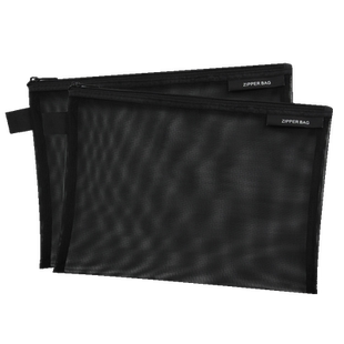 金得利 2个装网纱拉链袋文件袋加厚A4/A5透明网格耐用ins优质尼龙网丝袋子高颜值大容量化妆拼办公文具收纳袋