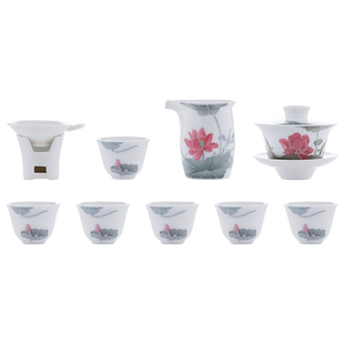 云火窑手绘功夫茶具套装陶瓷家用办公室会客盖碗整套高端礼盒装