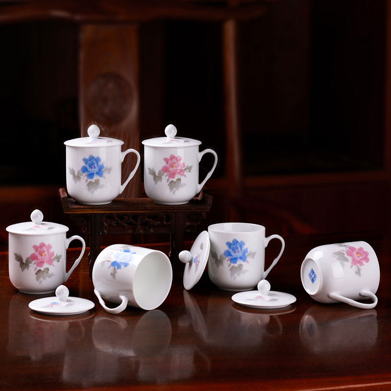 釉下彩手绘陶瓷杯小号茶杯280ML