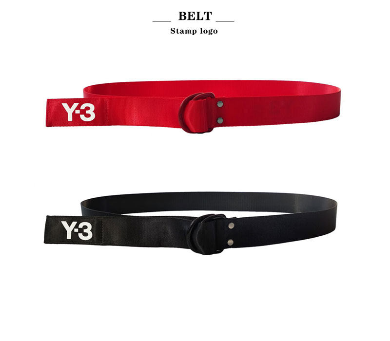 新款潮牌Y3山本 BELT通用尼龙腰带印花字LOGO简约百搭款双环D扣带