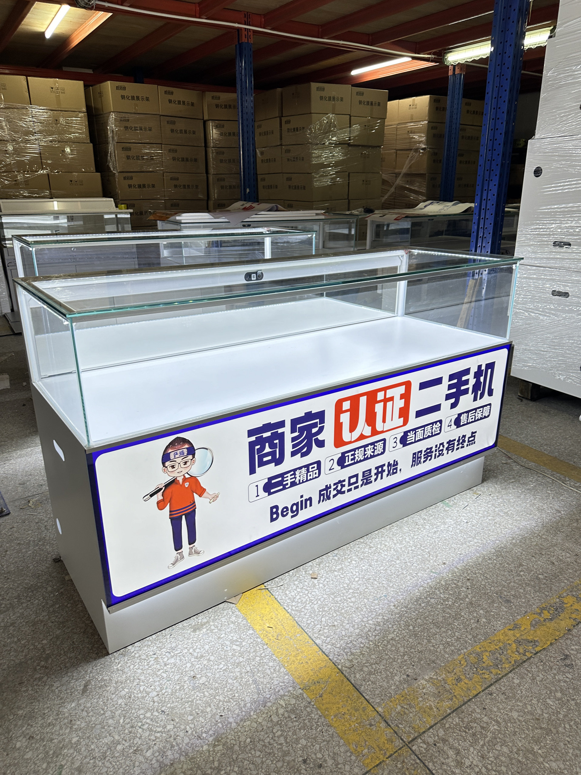 精品二手机玻璃柜台铁质二手机专柜 密码锁柜台logo可定制展示架